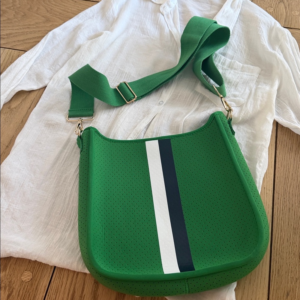 Preppy Kelly Green Neoprene summer bag fab with white - Picture 5 of 8